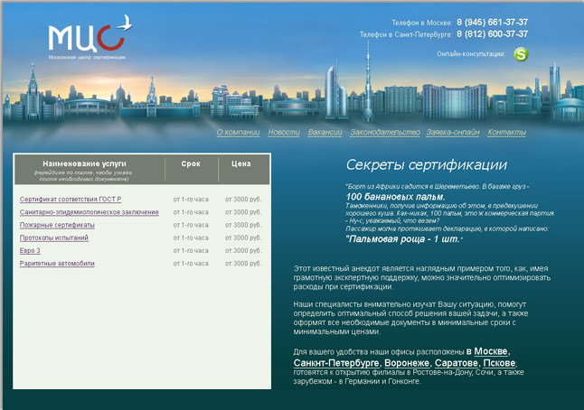 Web сайт «МЦС»